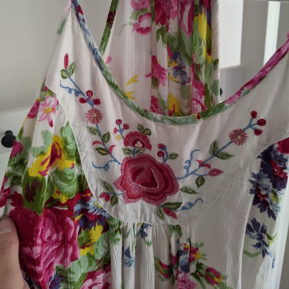 April Cornell XXS Floral Embroidery Detail Flowy Summer Dress Midi/Maxi - Picture 3 of 5